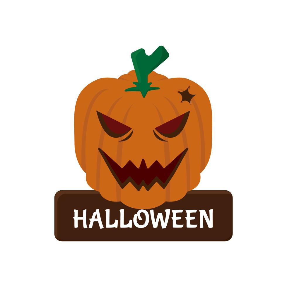 logotipo de halloween para su diseño con ilustración vectorial de calabaza dibujada a mano. esta ilustración se puede utilizar como tarjeta de felicitación, afiche o impresión. vector