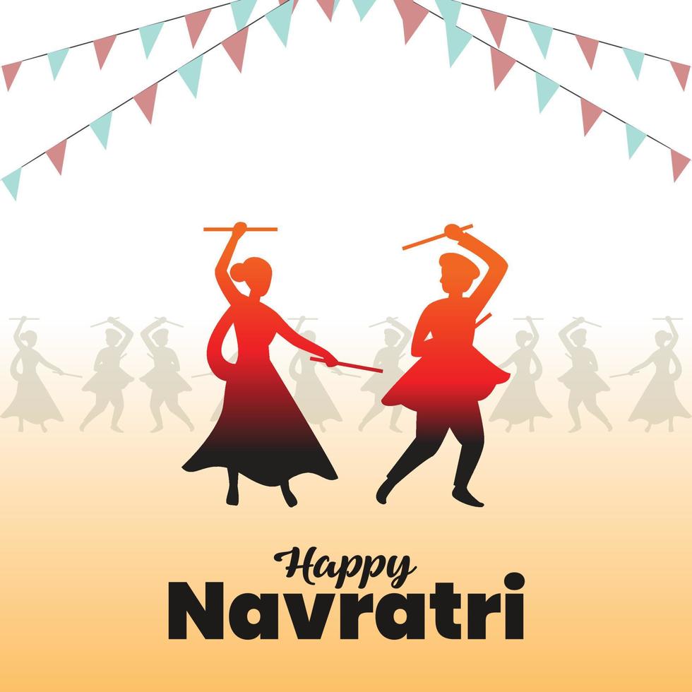 Happy Navratri -Garba couple Vector For Free Download