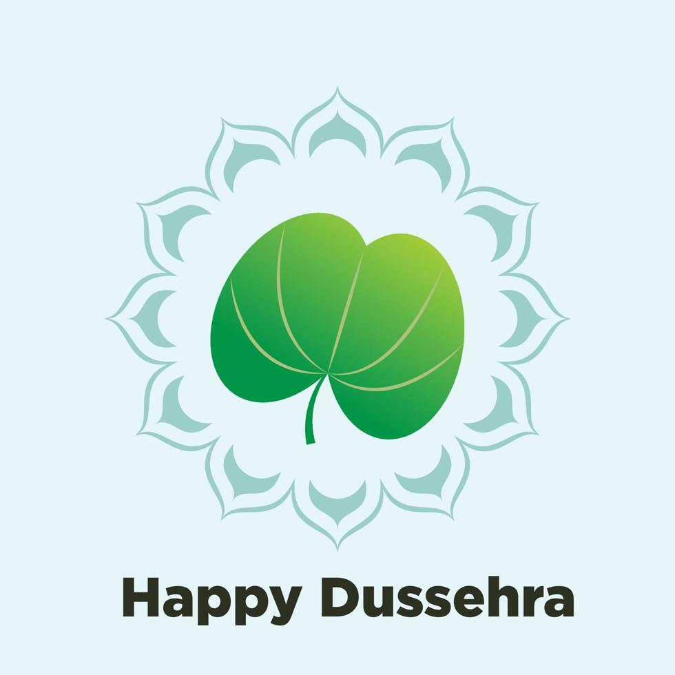 Beautiful Illustration of Happy Dussehra with Apta leaves Vector Free Download