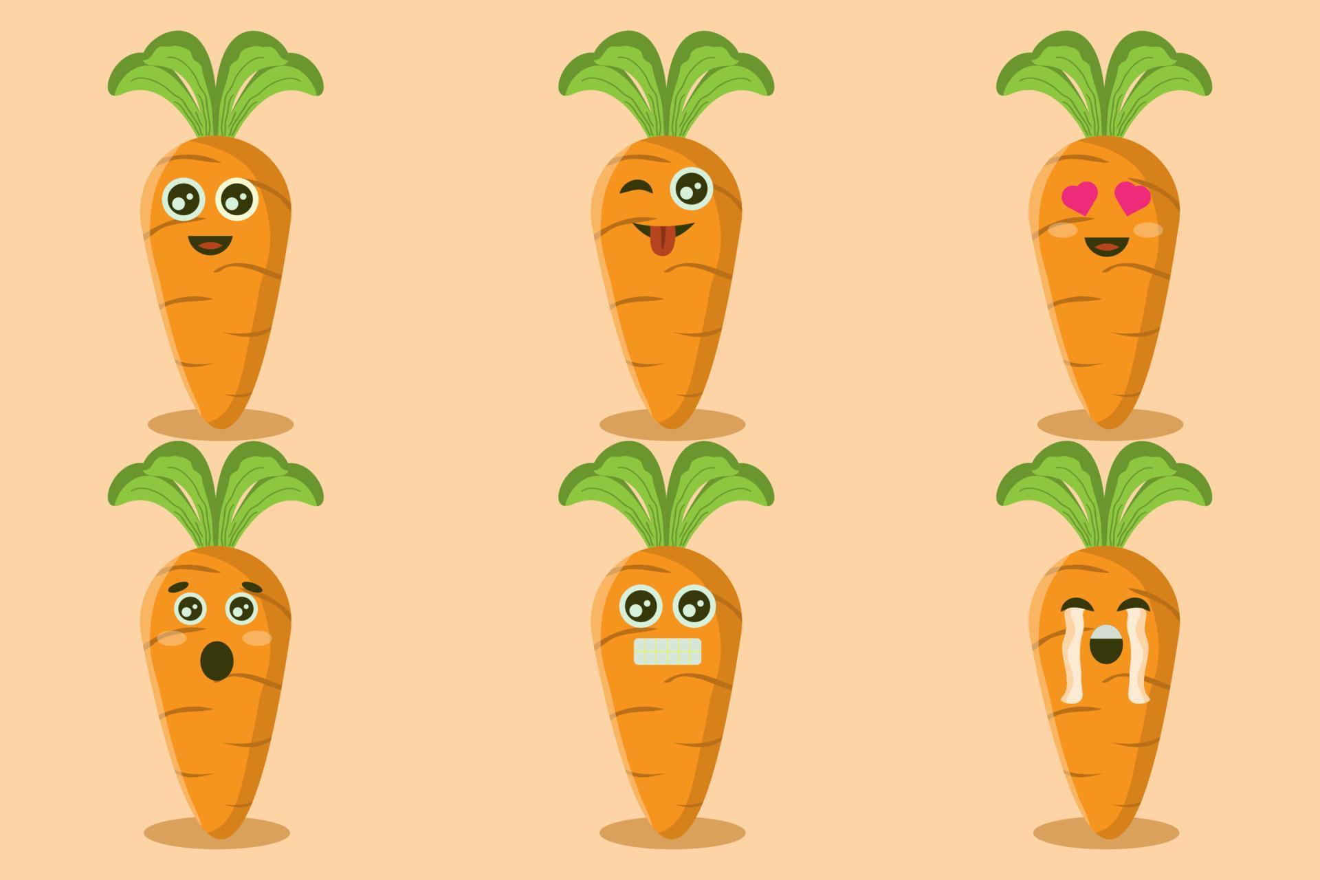 carrot character with various emotions 11438100 Vector Art at Vecteezy