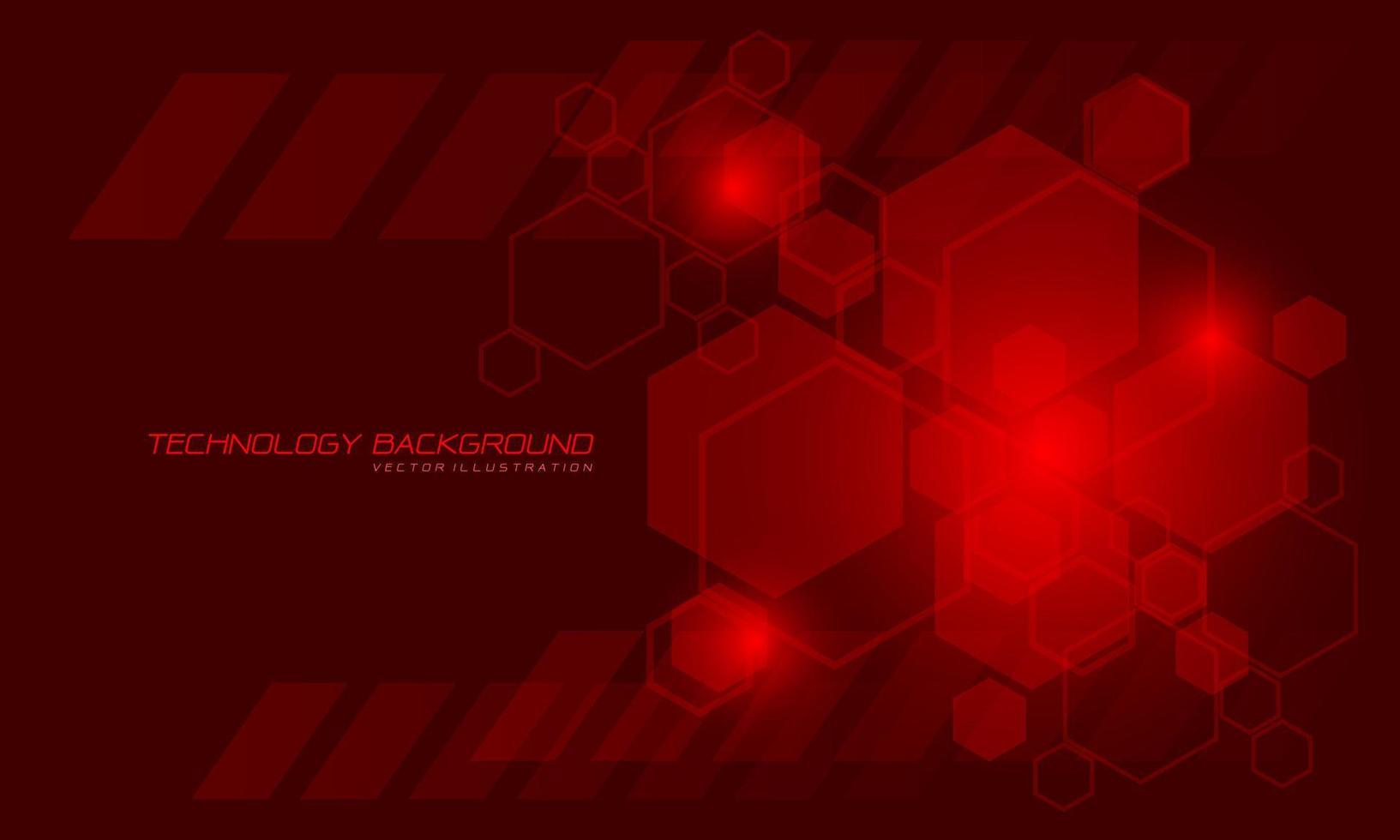 Abstract vector technology red hexagon geometric futuristic design modern creative background