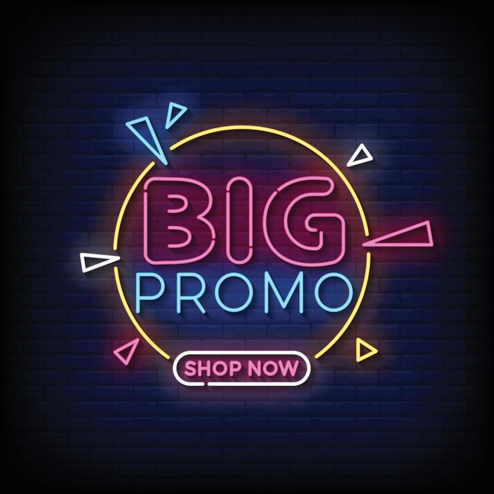 Neon Sign big promo with Brick Wall Background vector