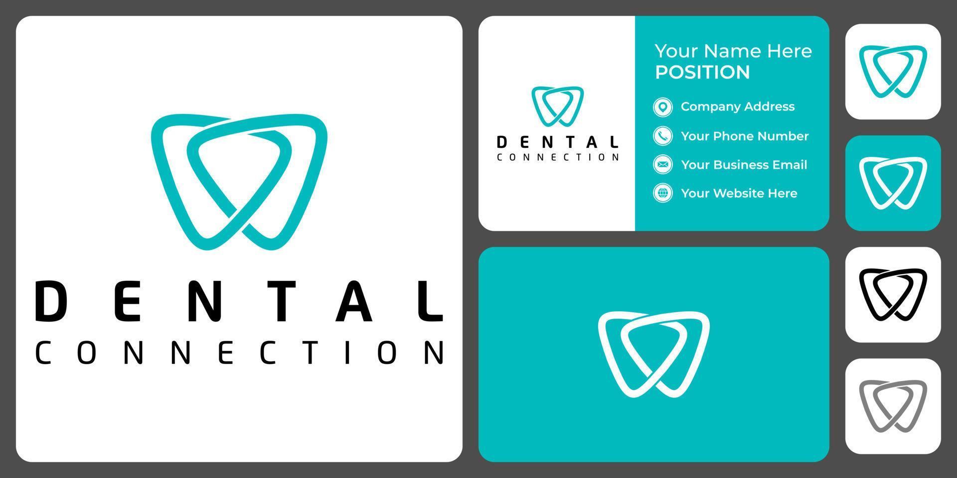 Dentist logo design with business card template. vector