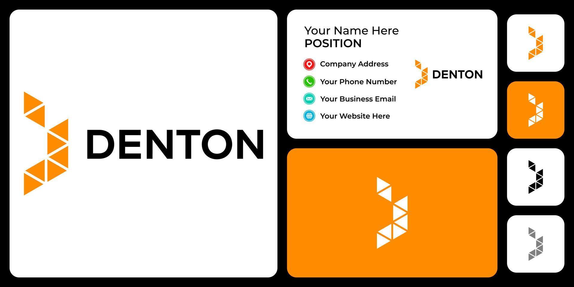 Letter D monogram technology logo design with business card template. vector