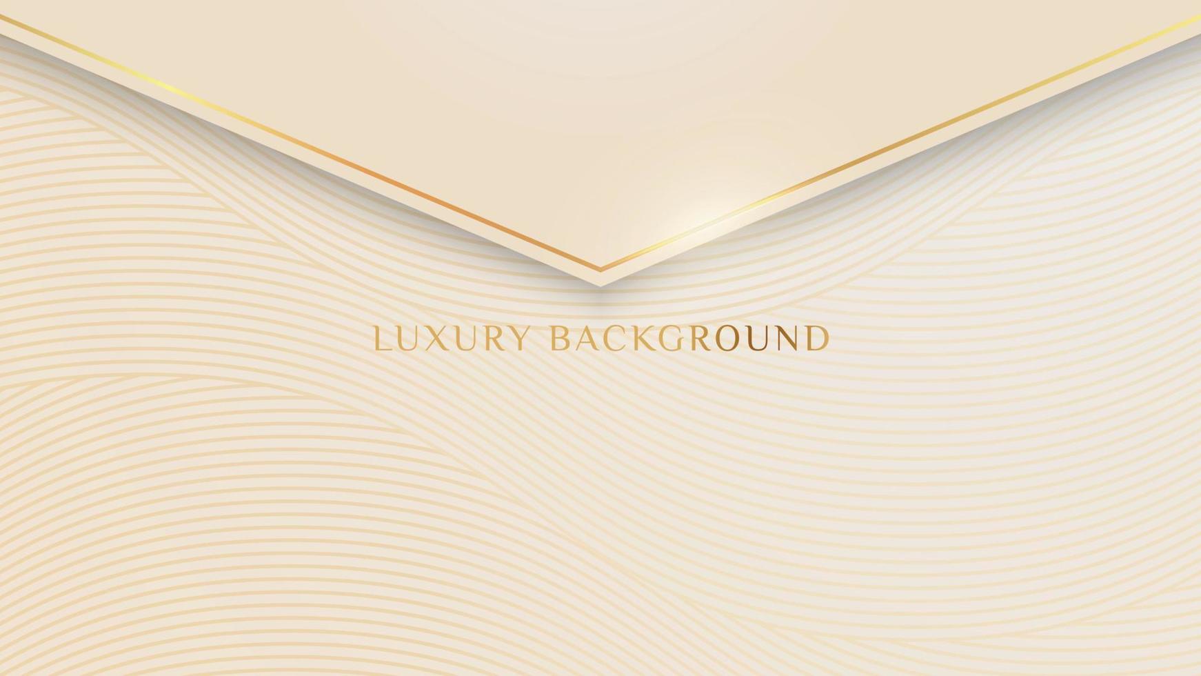 Abstract luxury light brown background with golden wavy lines element and 3d paper cut vector