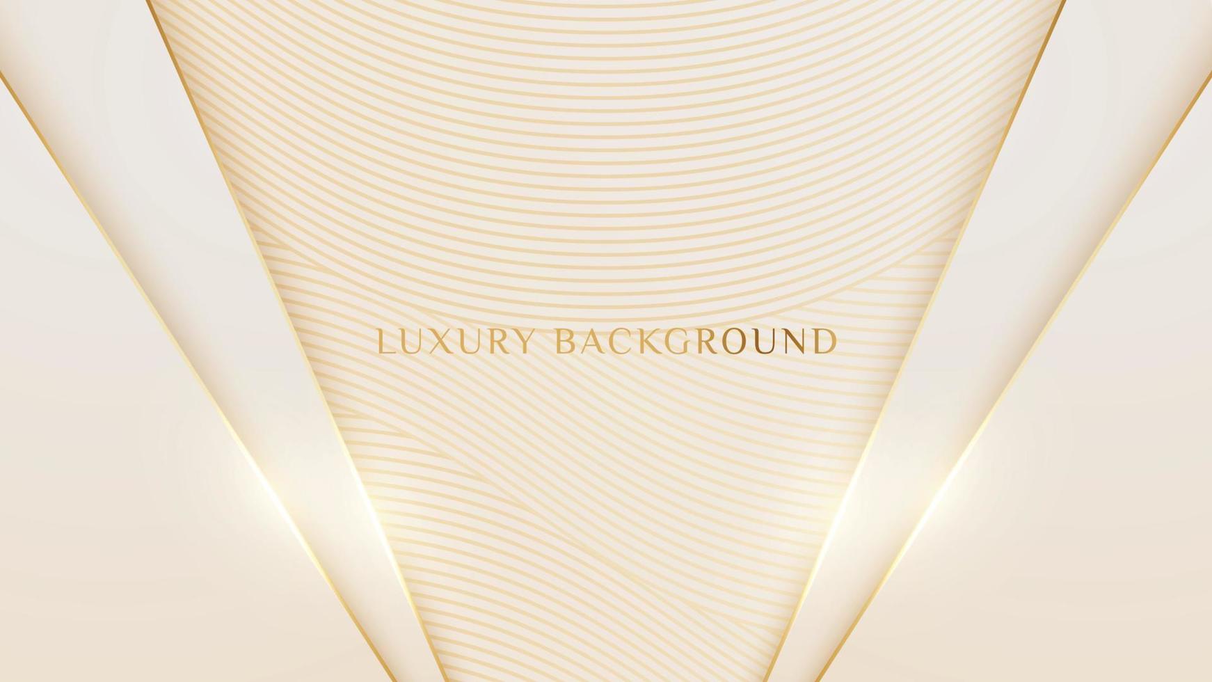 Abstract luxury light brown background with golden lines element and 3d paper cut vector