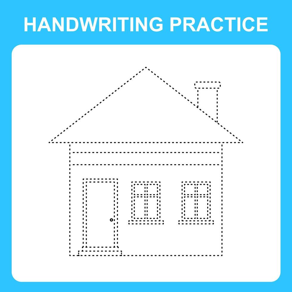 Handwriting practice. Trace the lines and color the house. Educational kids game, coloring book ... Handwriting practice. Trace the lines and color the house. Educational kids game, coloring book ...