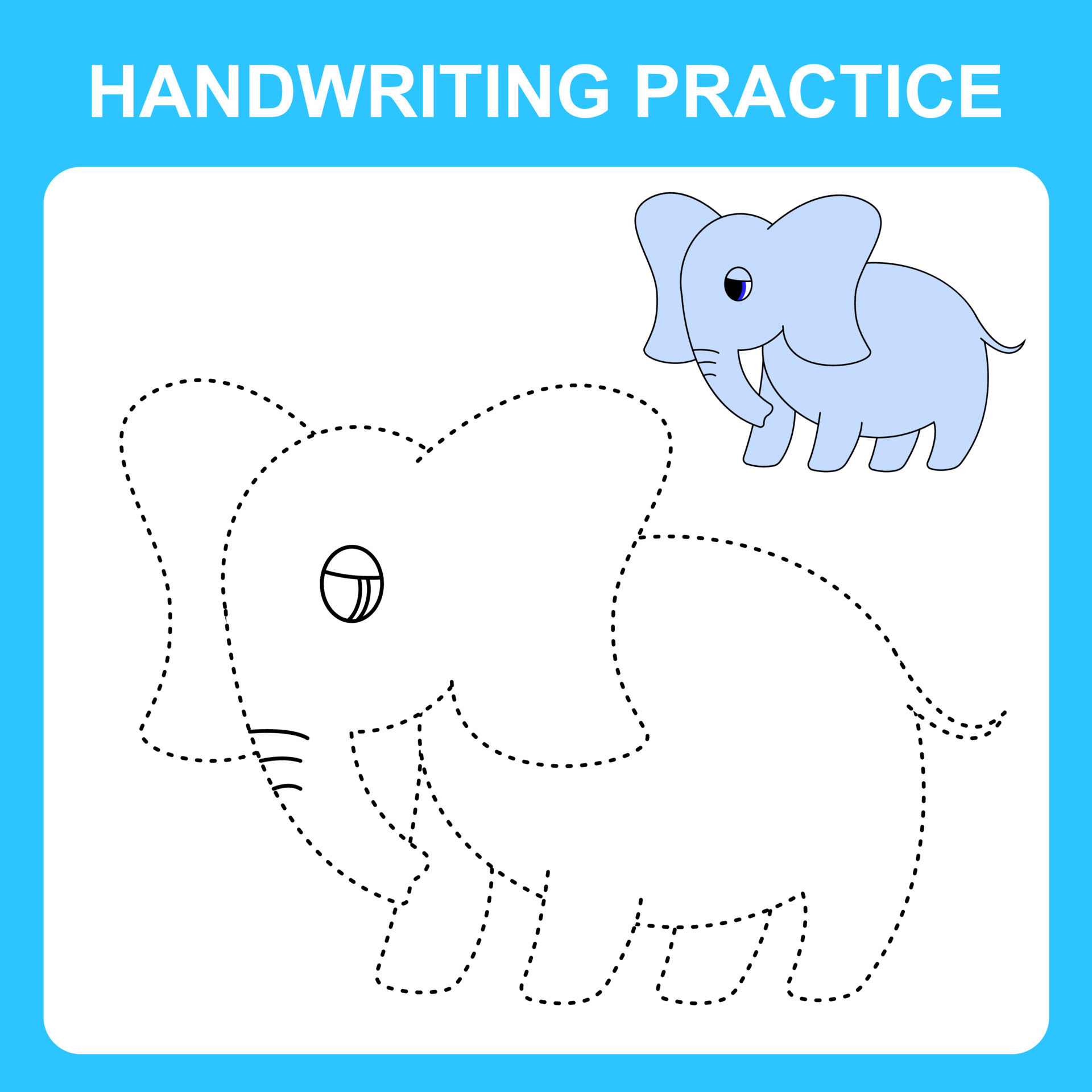 Handwriting practice Trace the lines and color the elephant