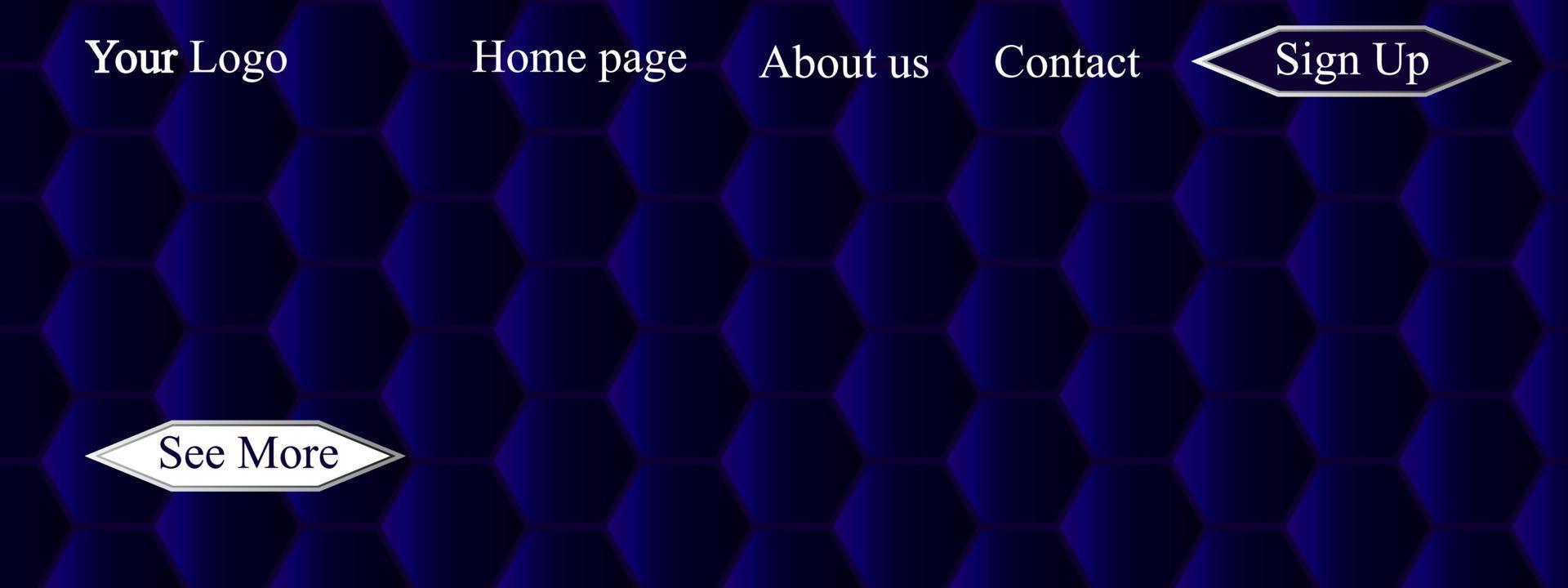 Hexagonal background website landing page. Template for websites or applications. Modern design. Geometric design. Abstract vector style in eps10 format