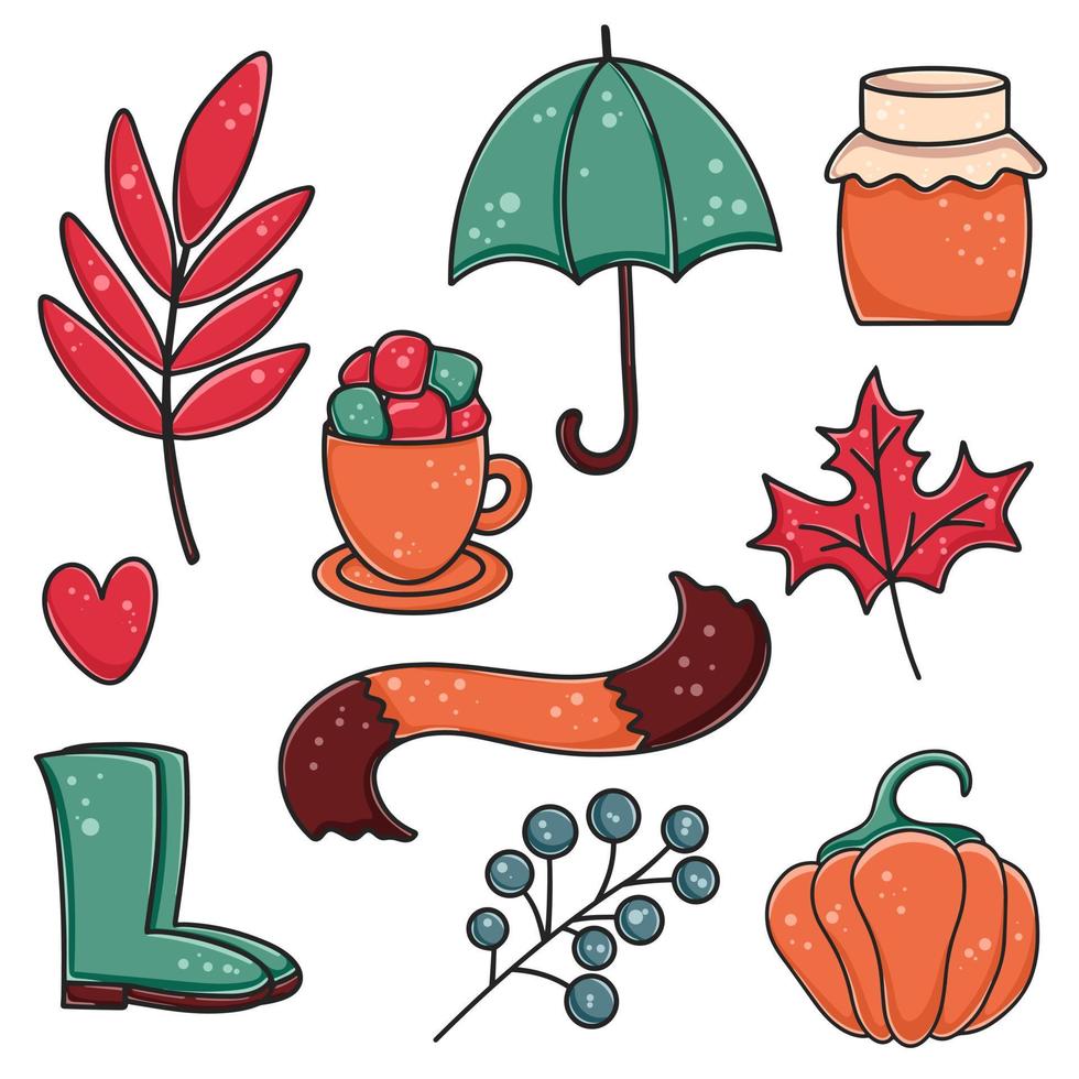 conjunto de artículos de otoño para la comodidad. vector