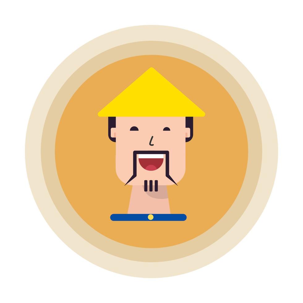 Chinese farmer wearing yellow hat character flat design vector