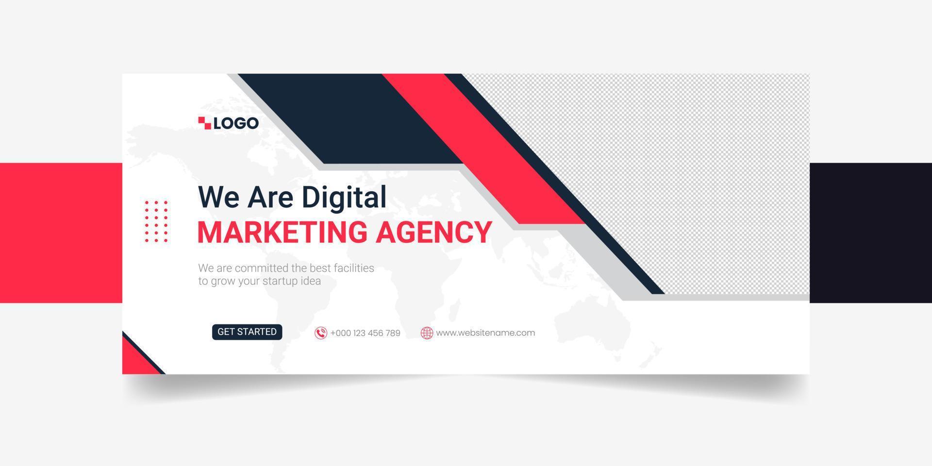 Marketing agency cover and banner template vector