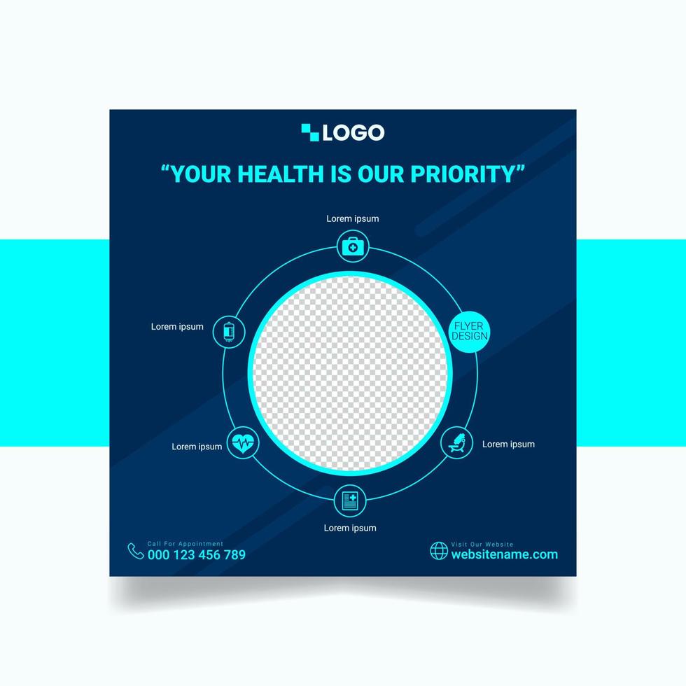 Healthcare Social media post template vector
