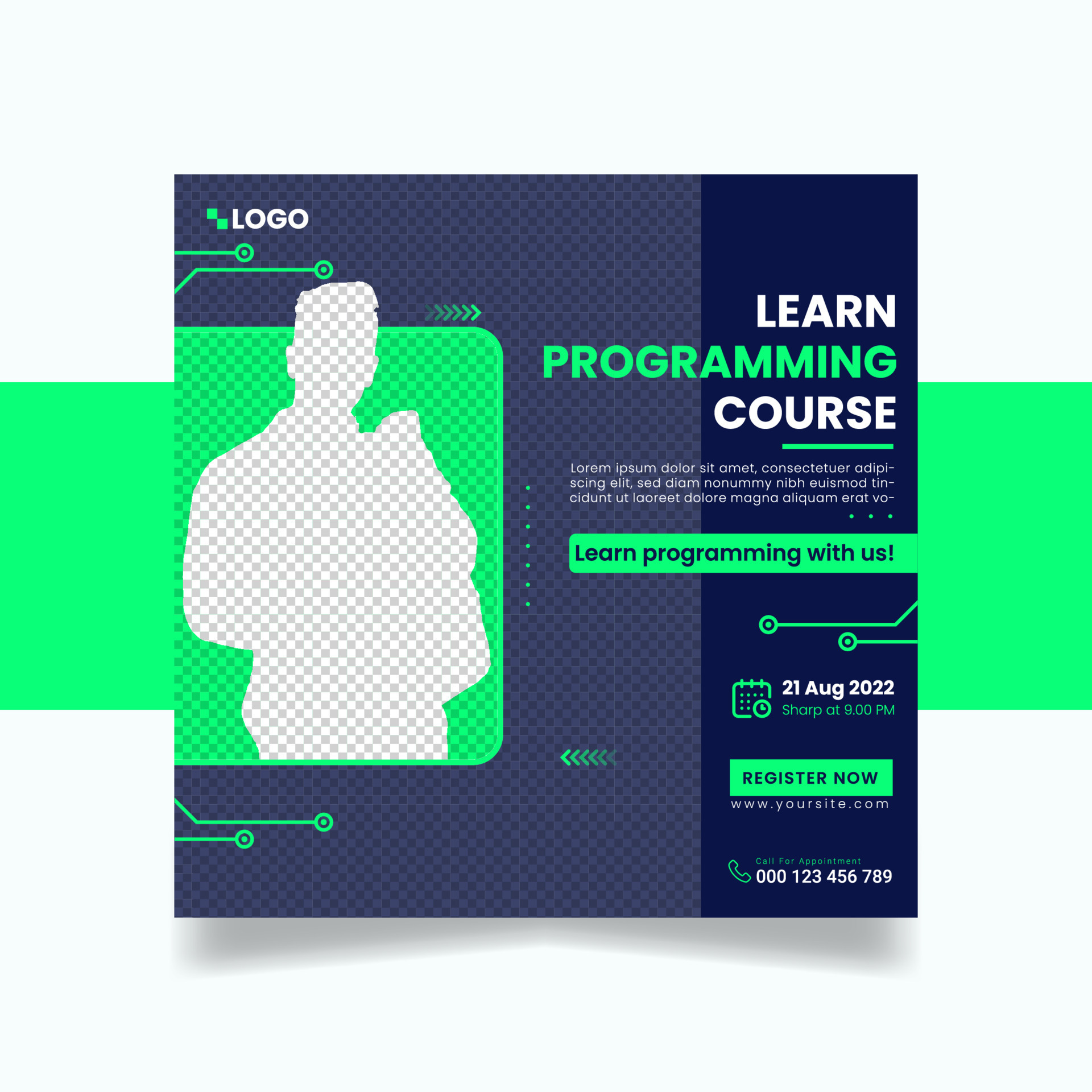Learn programming social media poster template 11439113 vector art at