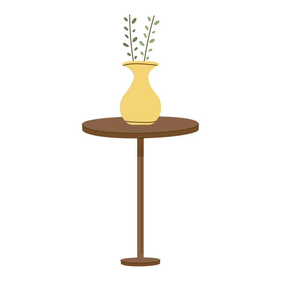 table with floral vase vector