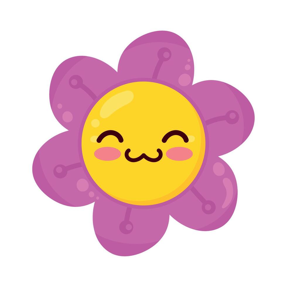 flower kawaii comic style vector