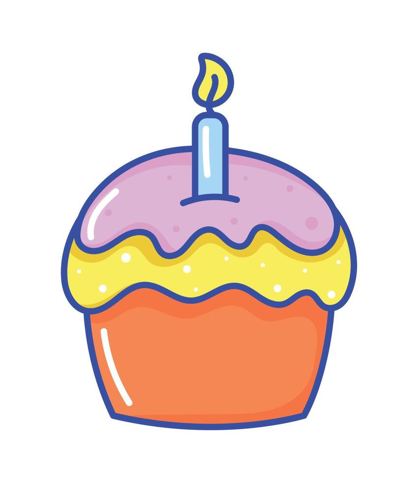 sweet cupcake with candle vector