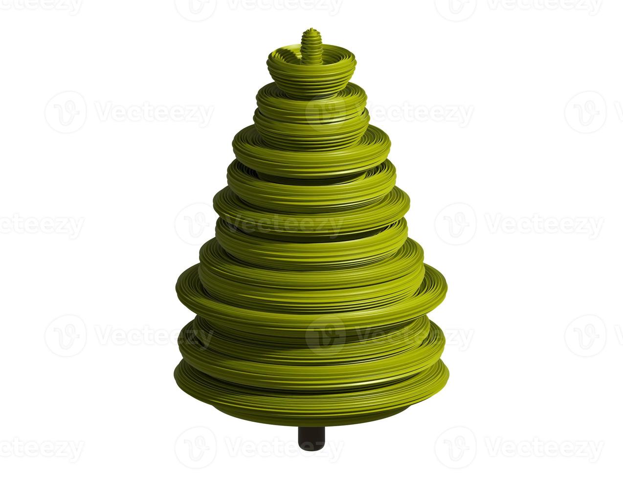 Christmas tree holiday decoration. 3D rendering abstract fir for new year celebration. photo