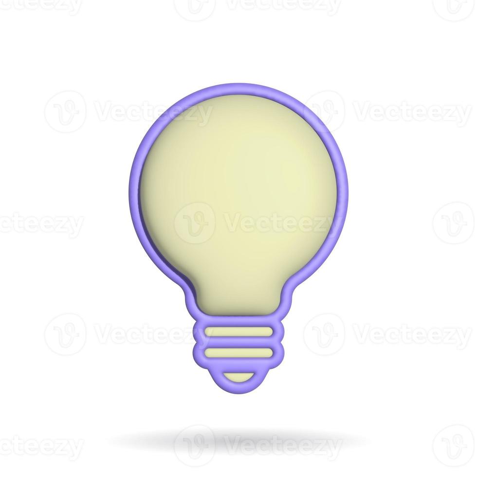 Icono de lámpara de representación 3d. ilustración con sombra aislado en blanco. foto