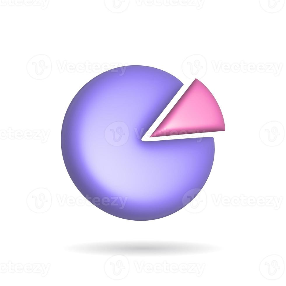3d rendering fraction icon. Illustration with shadow isolated on white. photo