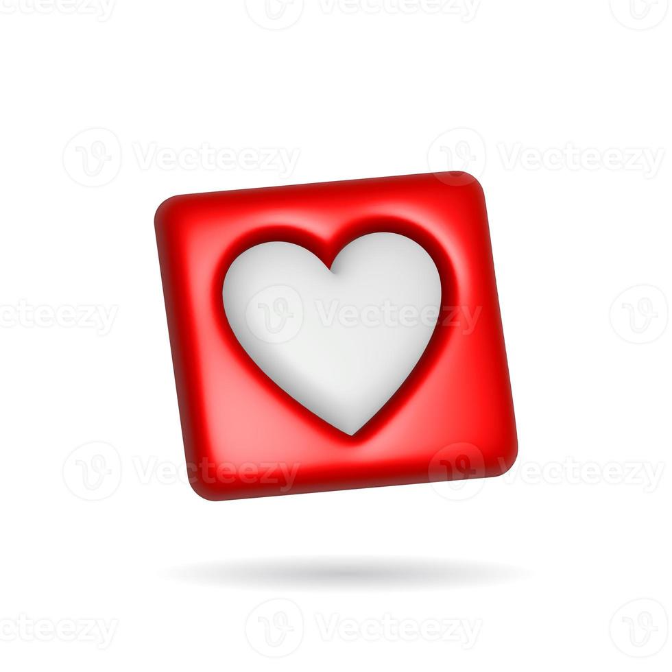 3d rendering heart icon. Illustration with shadow isolated on white. photo