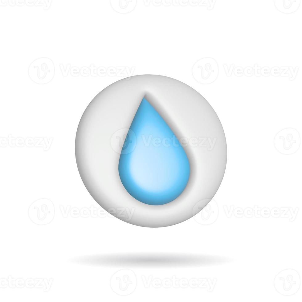 Icono de gota de agua de representación 3d. ilustración con sombra aislado en blanco. foto