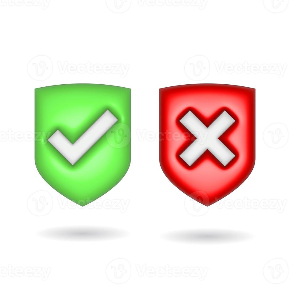 3d rendering check mark icon. Illustration with shadow isolated on white. photo