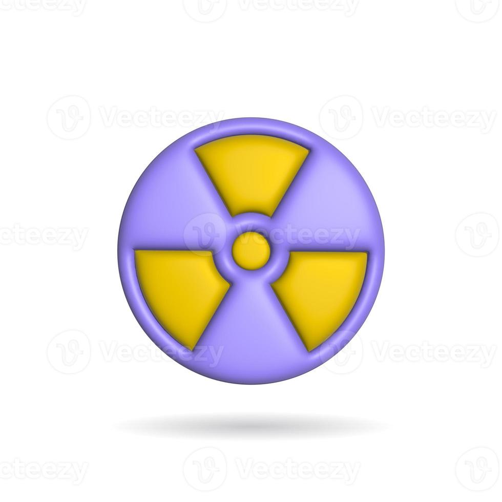 3d rendering radiation icon. Illustration with shadow isolated on white. photo