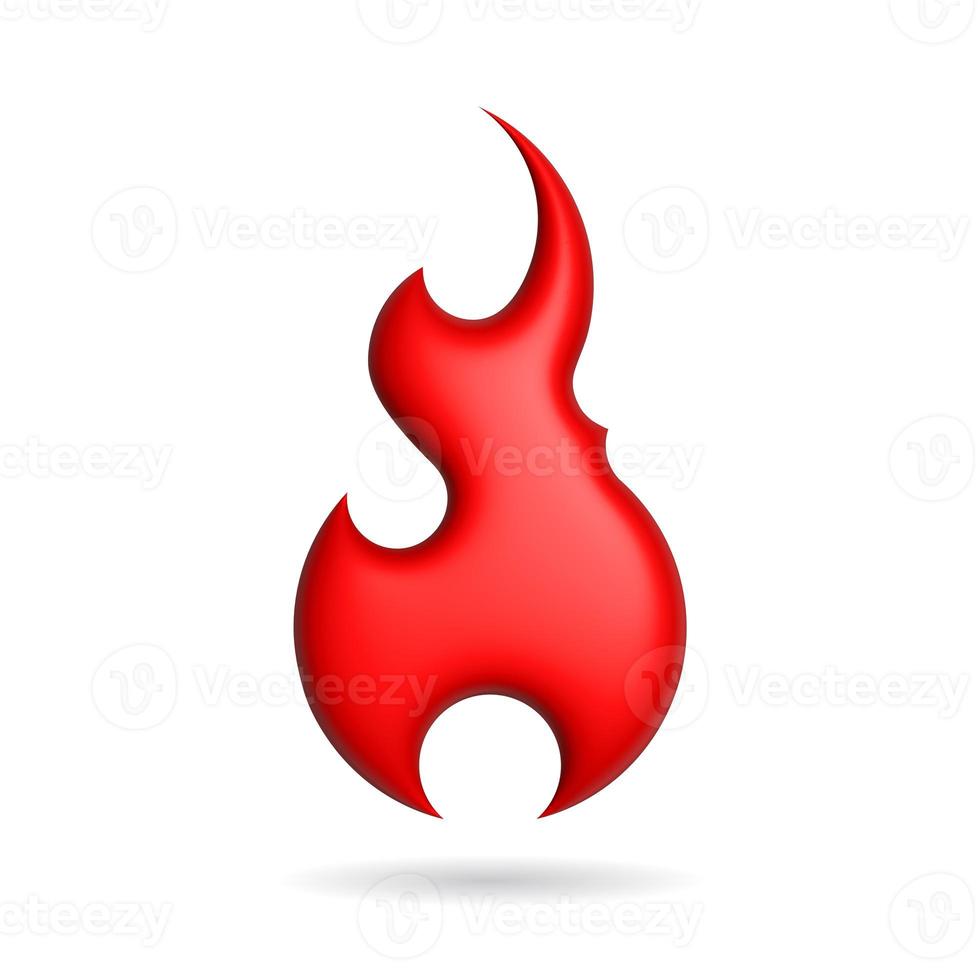 3d rendering fire icon. Illustration with shadow isolated on white. photo