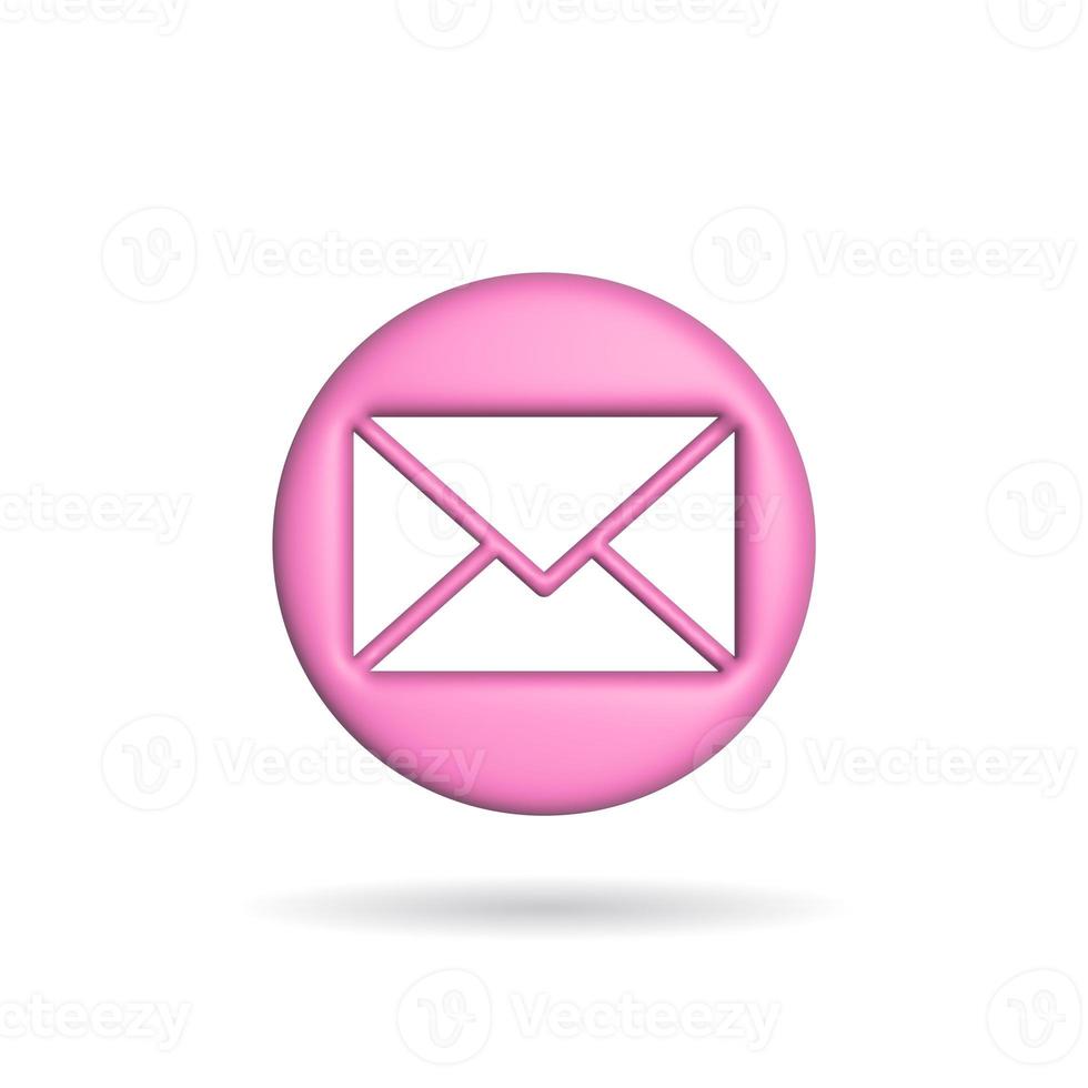 3d rendering envelope mail icon. Illustration with shadow isolated on white. photo