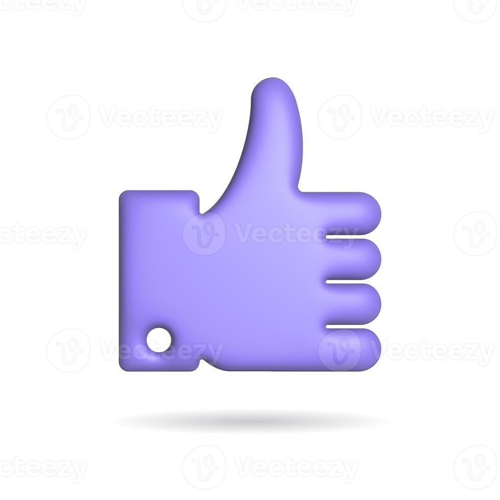 3d rendering thumb up icon. Illustration with shadow isolated on white. photo