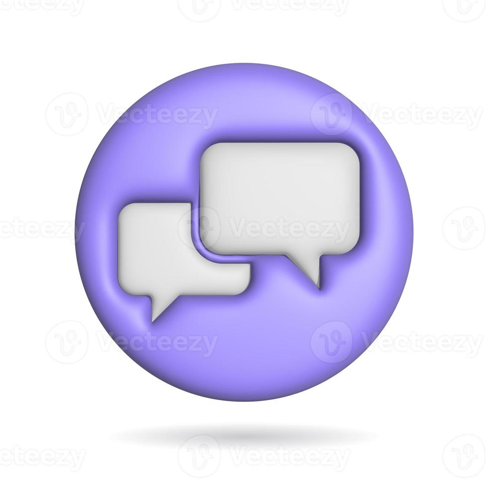 3d rendering chat bubble icon. Illustration with shadow isolated on white. photo