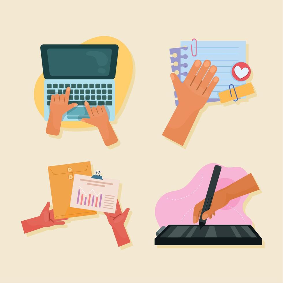scenes of hands working vector