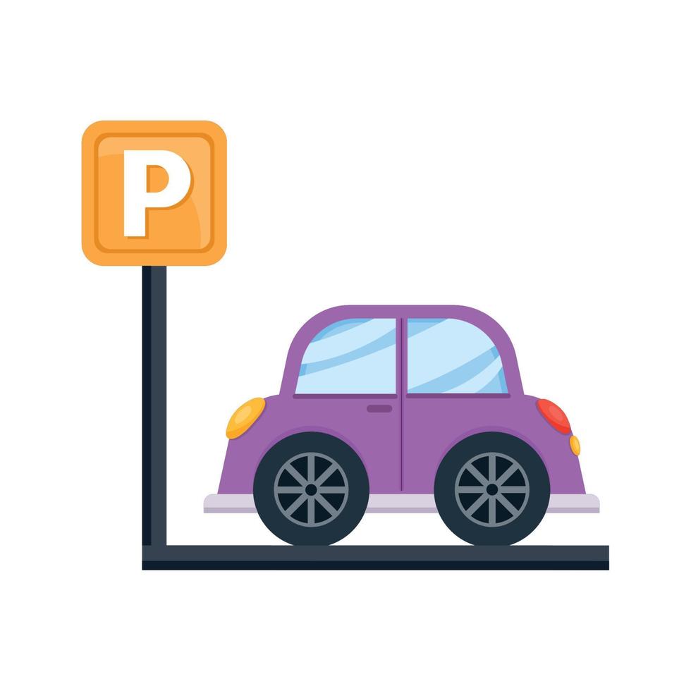 purple car with parking signal vector