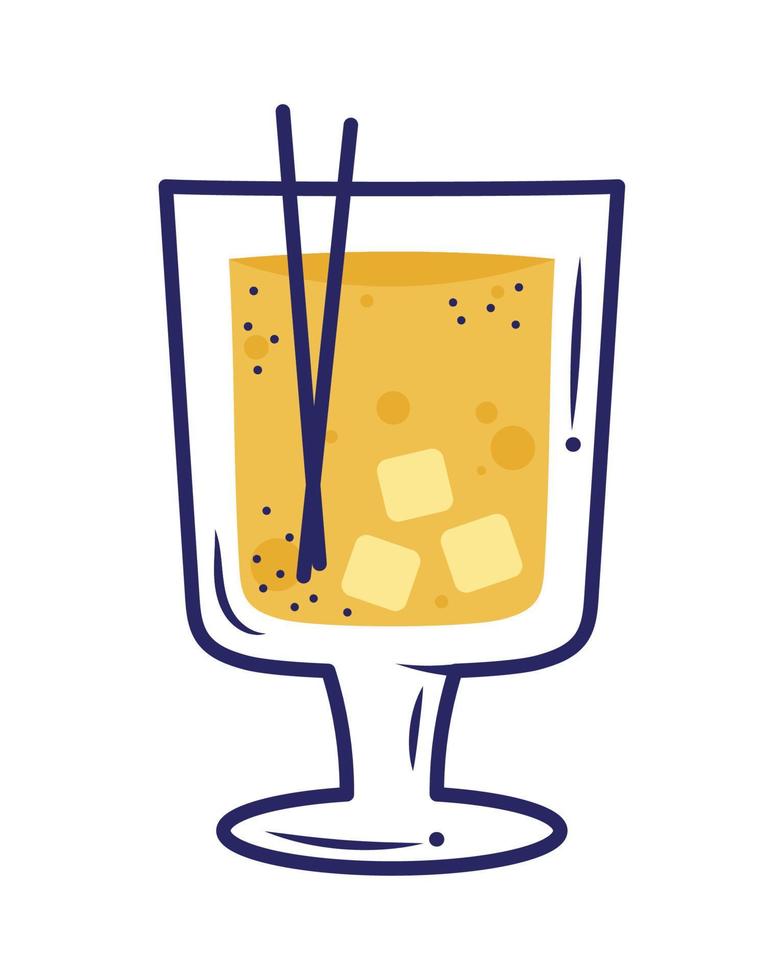 yellow tropical cocktail cup vector