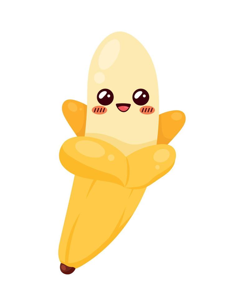 banana kawaii fruit vector