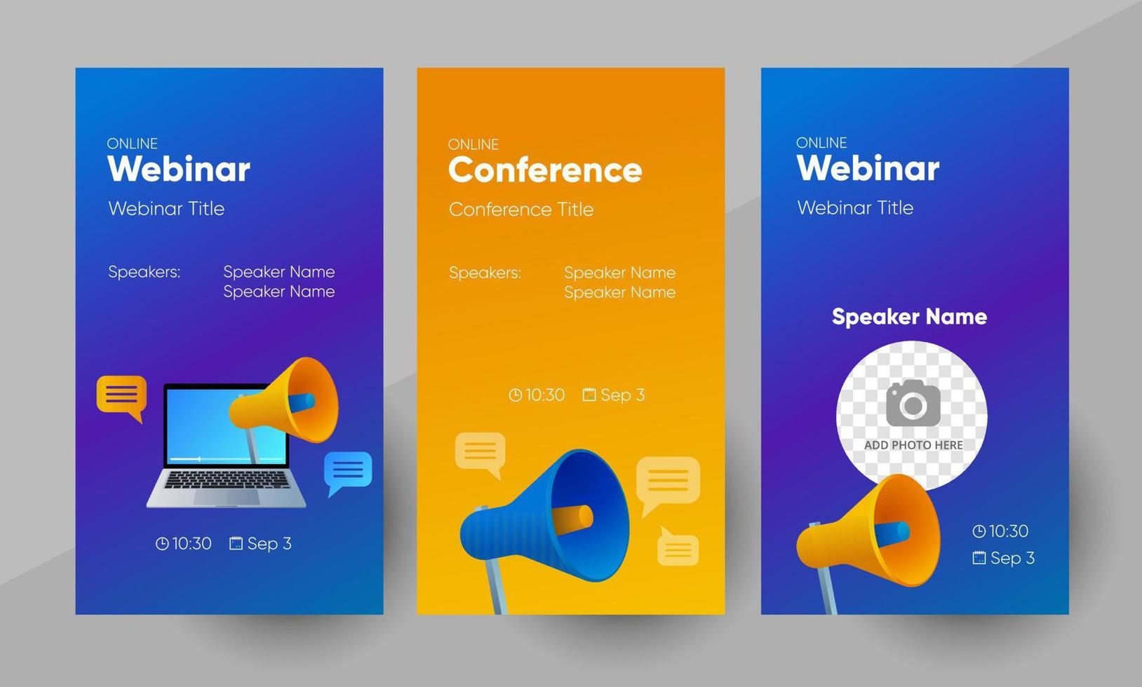 Social media story or post template for webinar, conference, event or any other announcement. Background and illustration for social media banner design in vector. vector