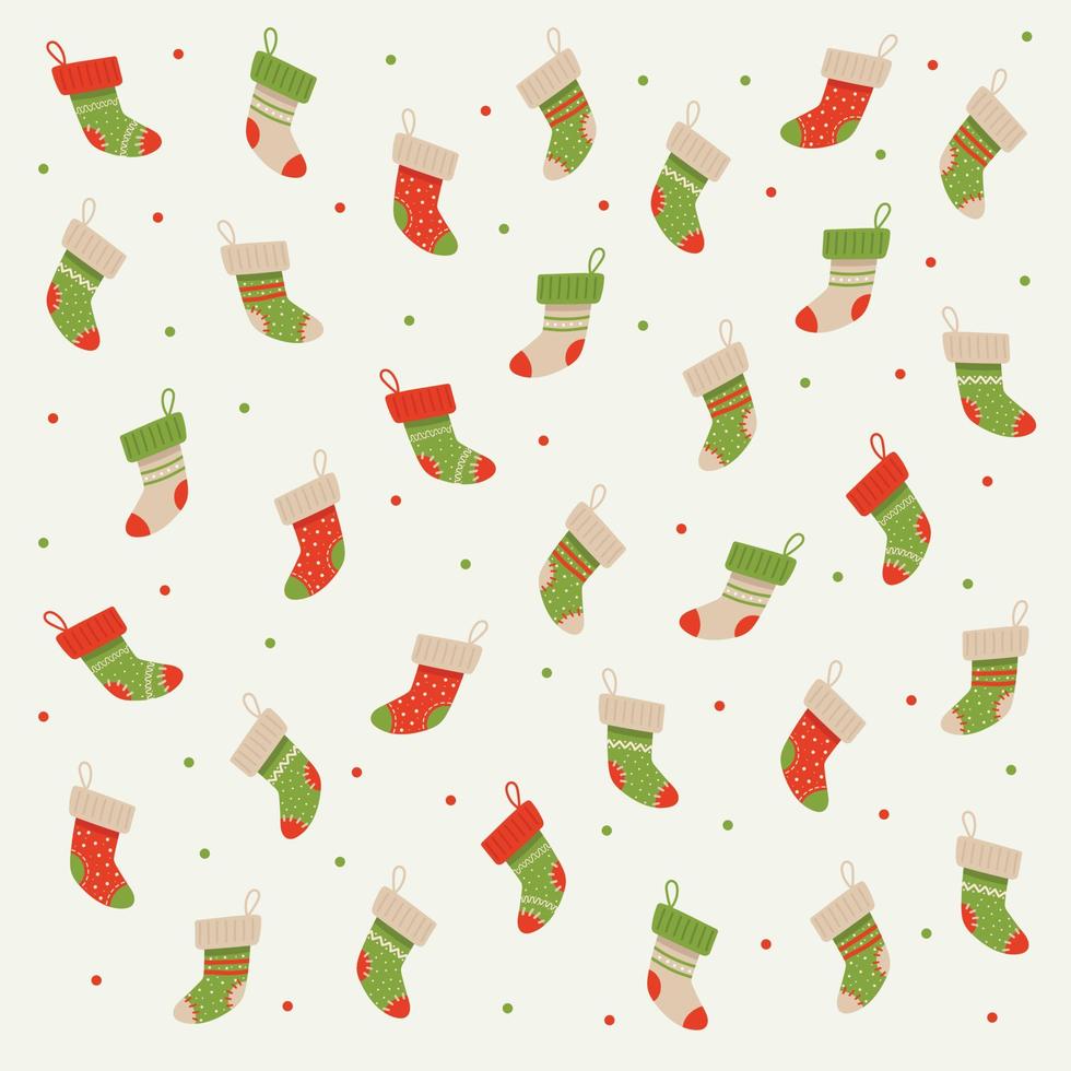 patrón vectorial sin costuras de calcetines navideños, sobre un fondo claro. vector