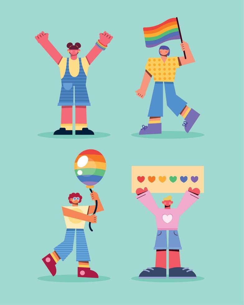 four lgtbiq community persons vector
