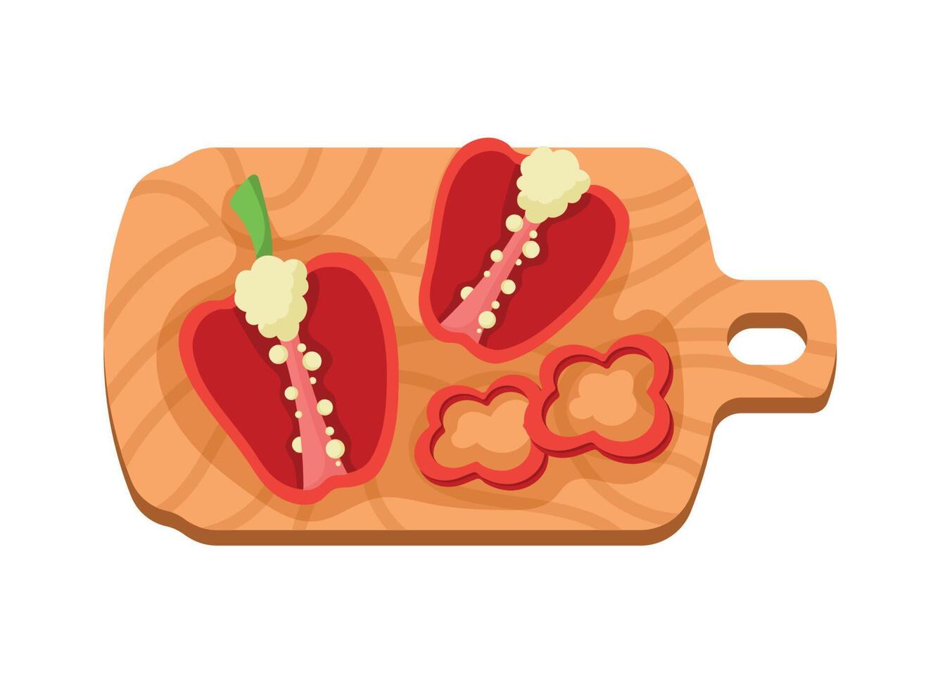 pimiento rojo en tablero de cocina vector