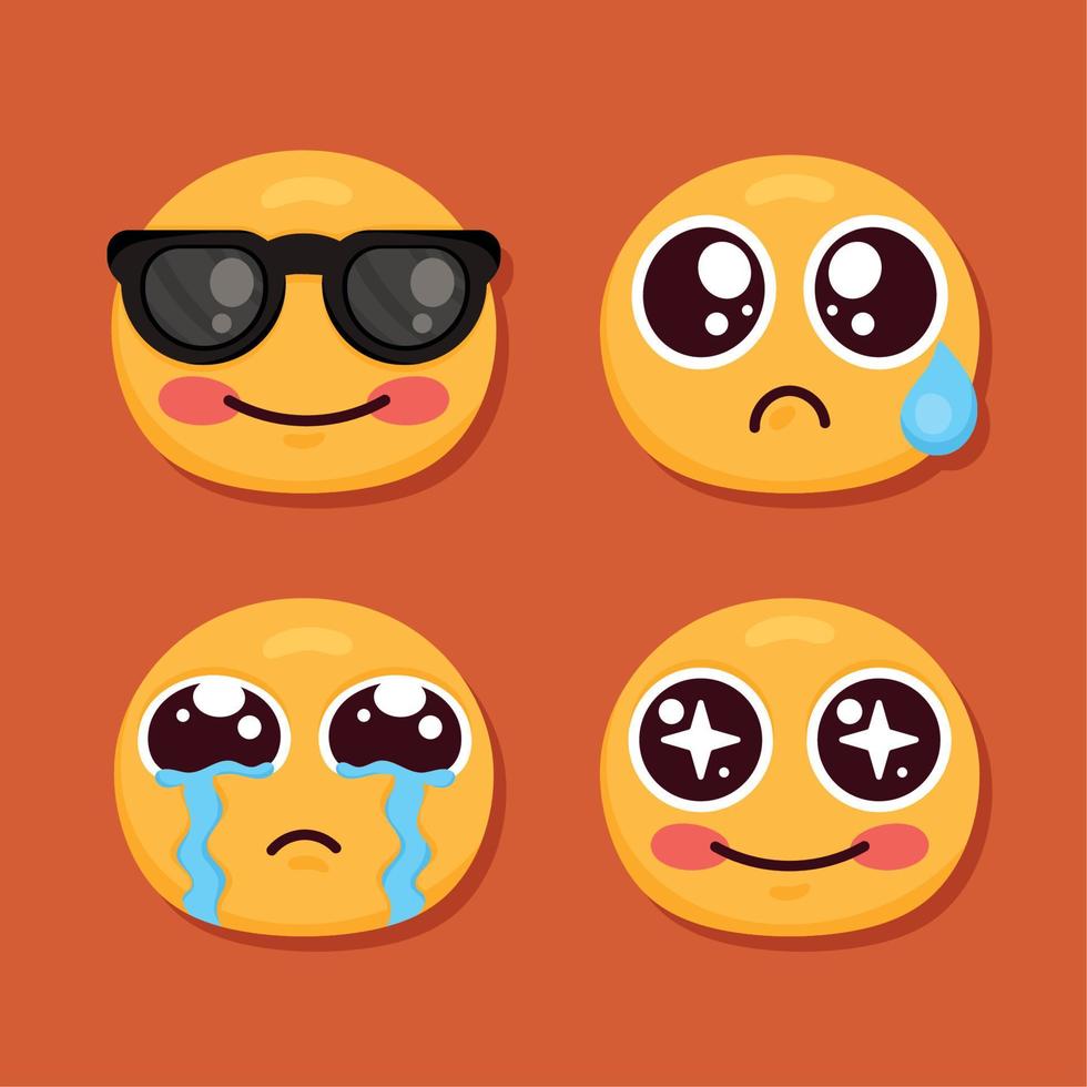 four emoticons characters icons vector