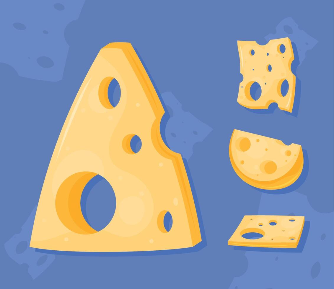 cheeses types four icons vector
