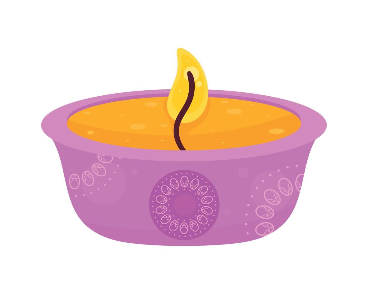 vela de ceremonia de diwali púrpura vector