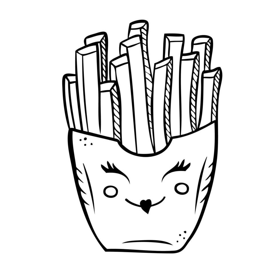 Fast food french fries. Vector illustration in doodle style.