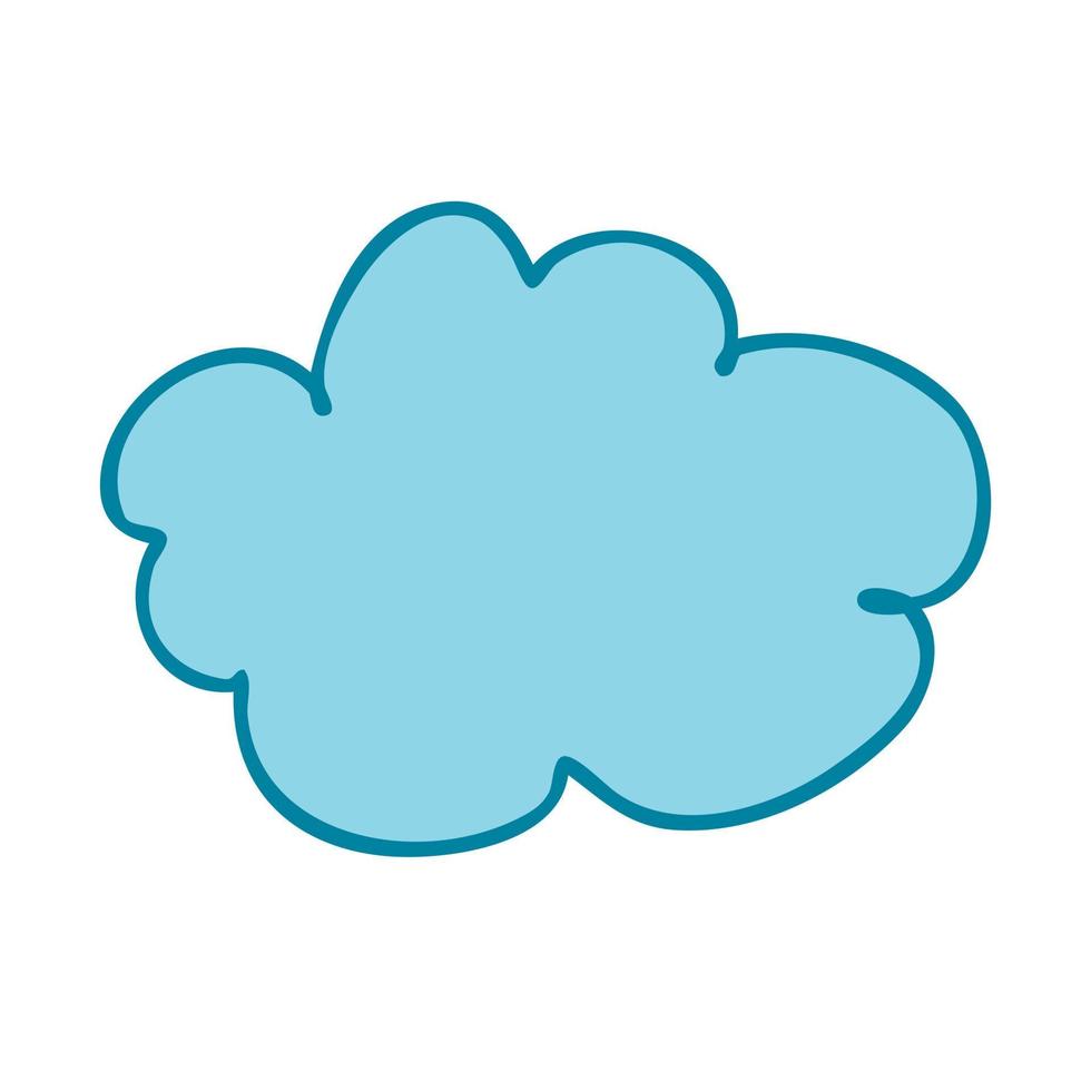 A small blue cloud with a stroke. Vector illustration in hand drawn style.