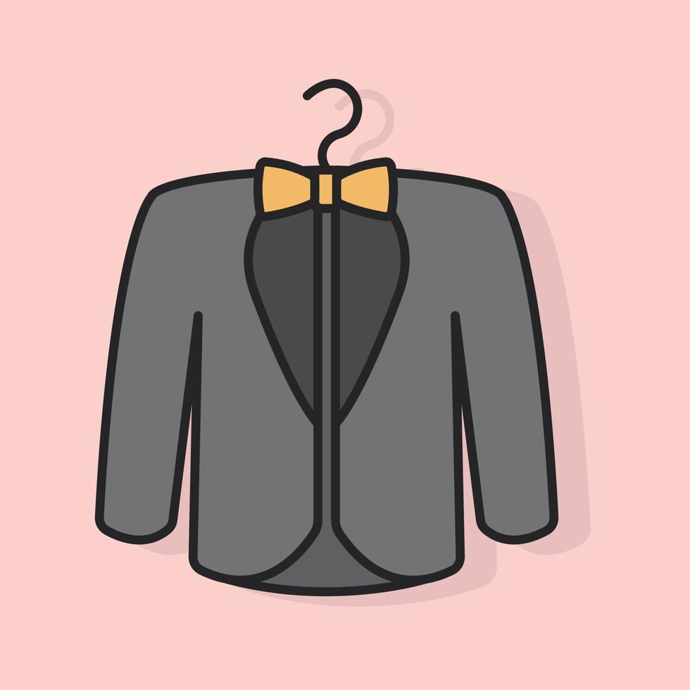 icono de línea de chaqueta de esmoquin en color. signo de estilo lineal para diseño web. Ilustración de vector de contorno de traje de boda de hombres