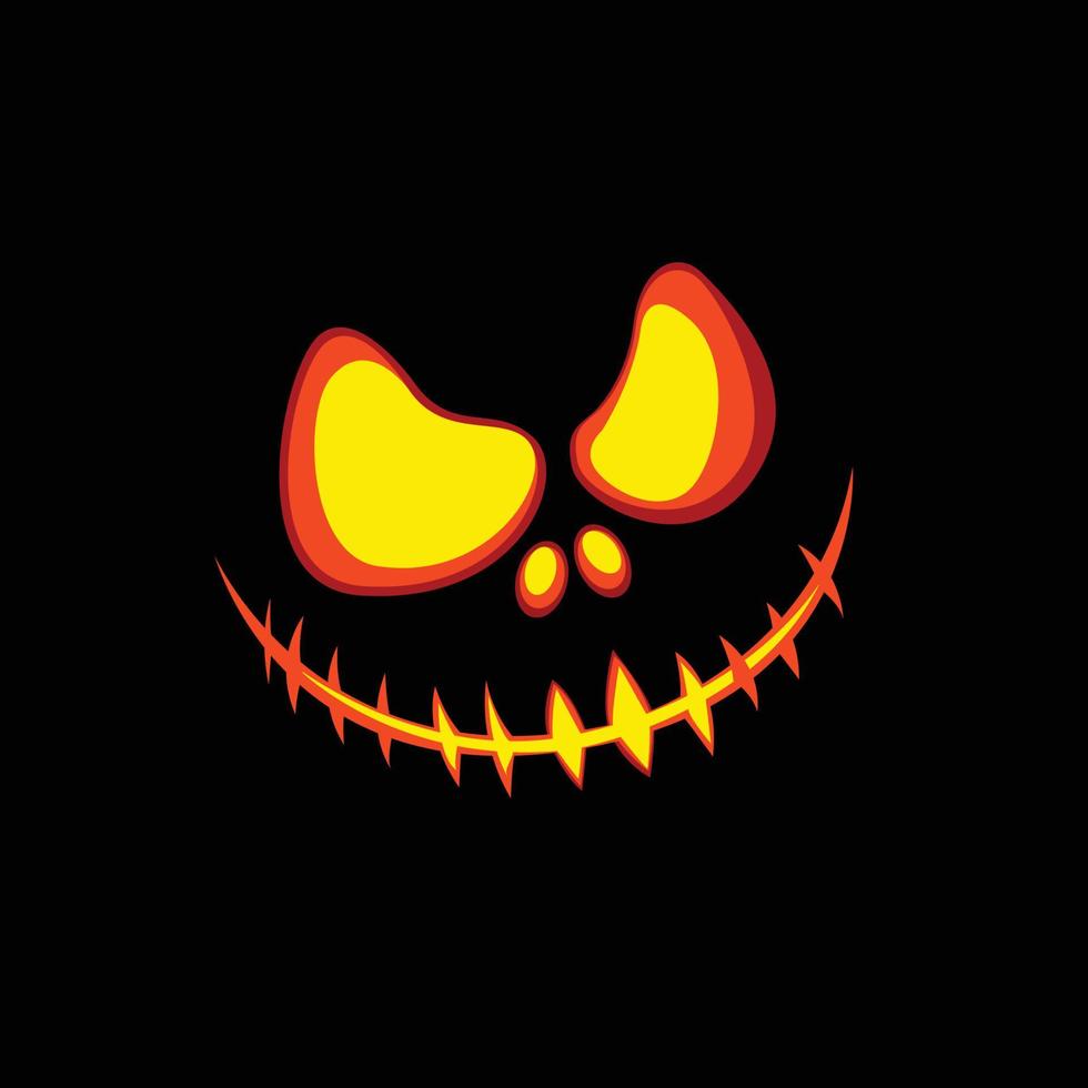 Scary face of Halloween pumpkin premium vector illustration