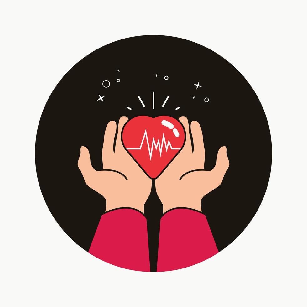 Heart rate icon with hands design vector illustration