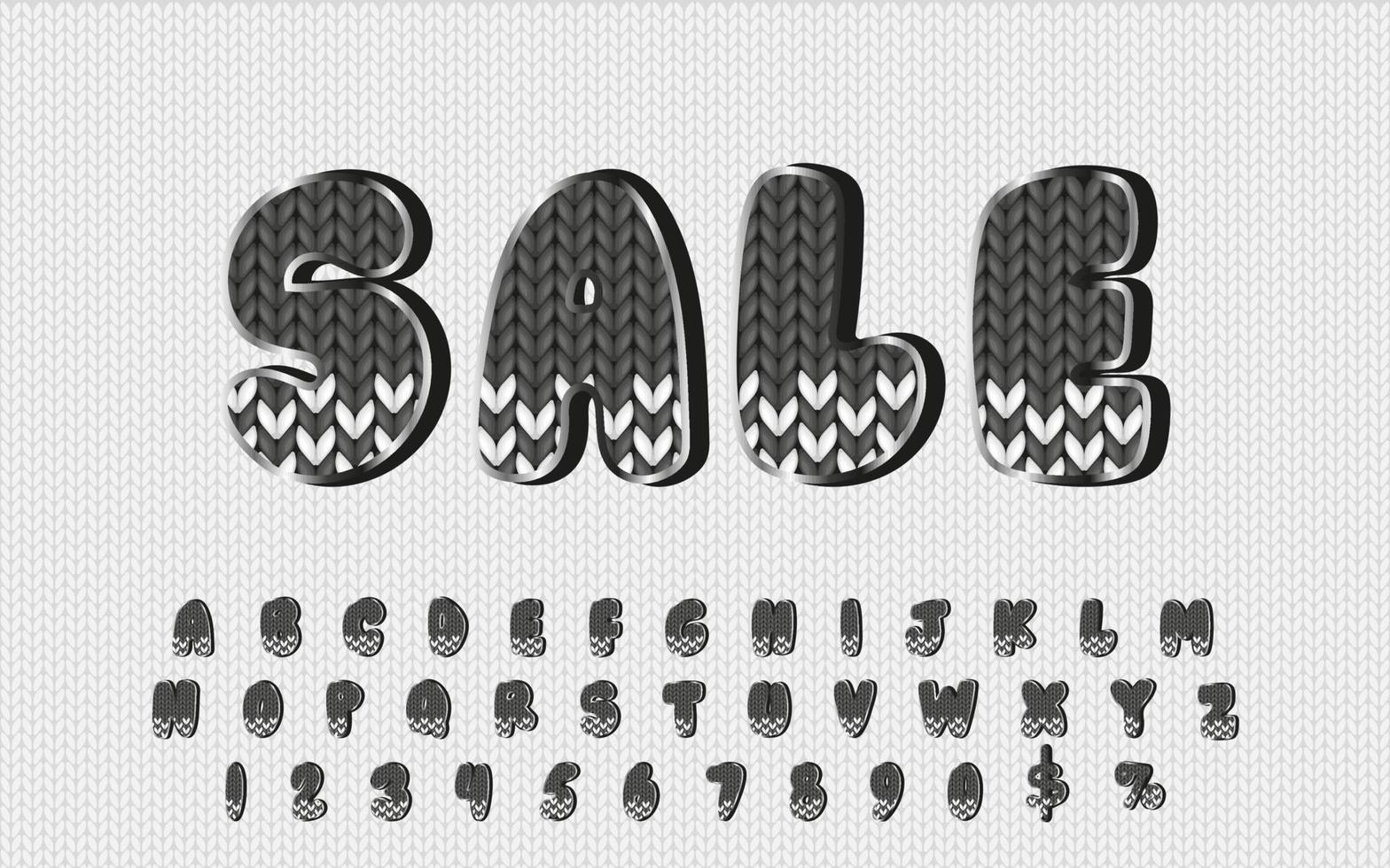 Sale typography on knit background. Merry Christmas advertisement letters to create posters, banners, flyers and greeting cards vector