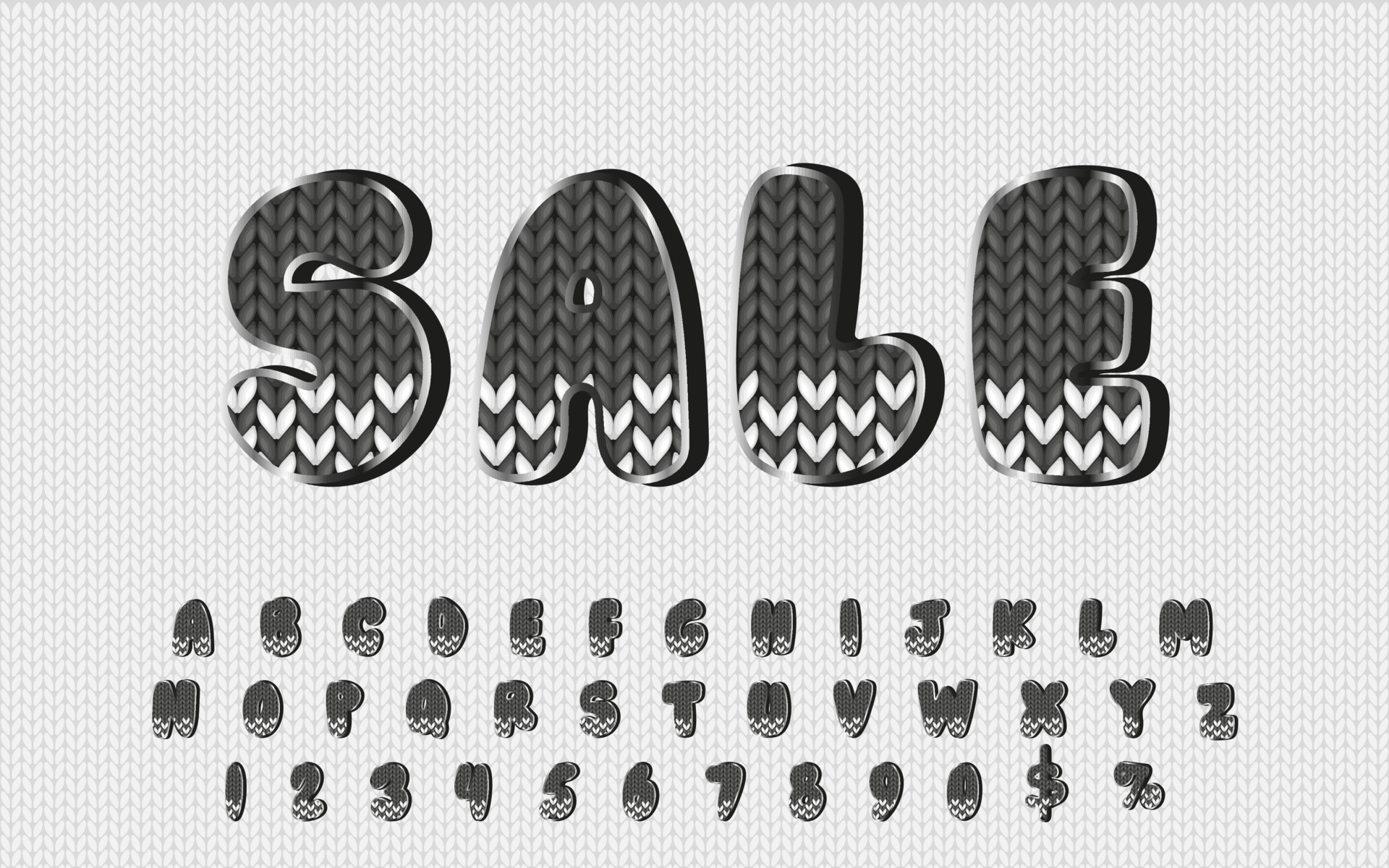 Sale typography on knit background. Merry Christmas advertisement